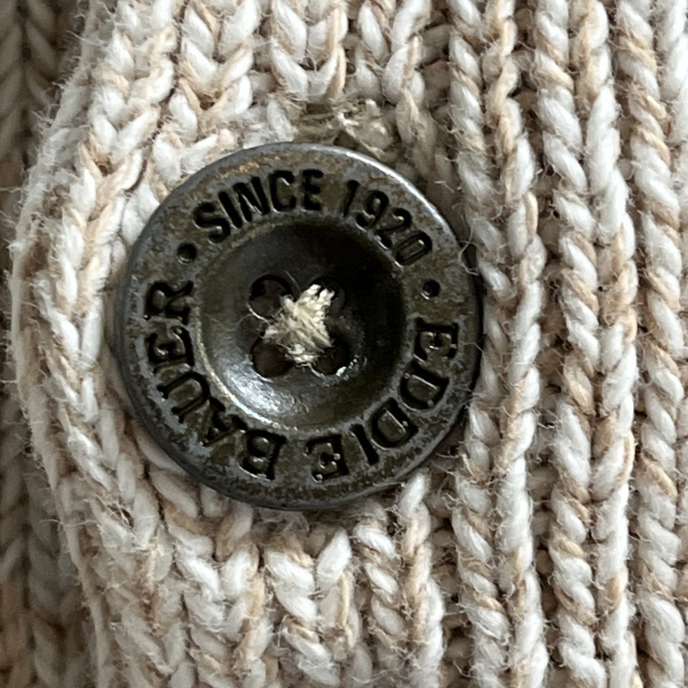 Vintage Eddie Bauer Sweater Beige 1/4 Button Pullover Fisherman Heritage Preppy - Picture 6 of 12